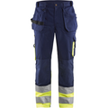 Blaklader High Vis Work Trousers, Navy Blue/Yellow