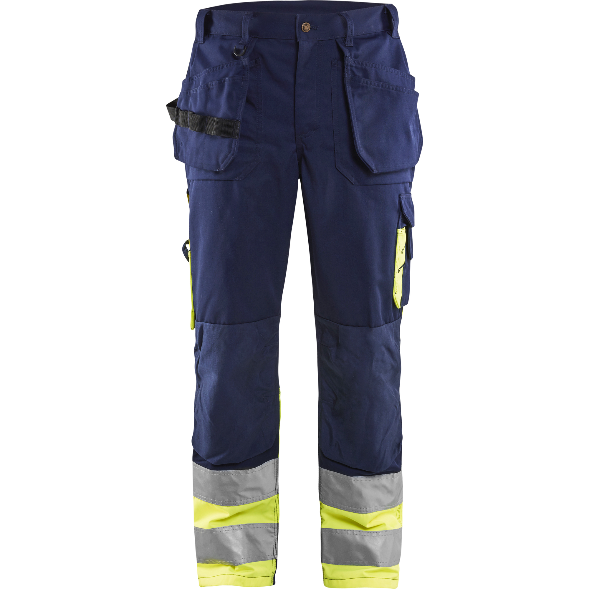 Blaklader High Vis Work Trousers, Navy Blue/Yellow