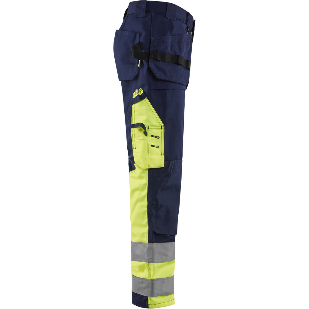 Blaklader High Vis Work Trousers, Navy Blue/Yellow (2)