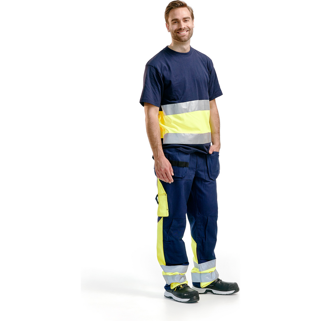 Blaklader High Vis Work Trousers, Navy Blue/Yellow (5)