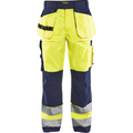Blaklader High Vis Work Trousers, Yellow/Navy Blue