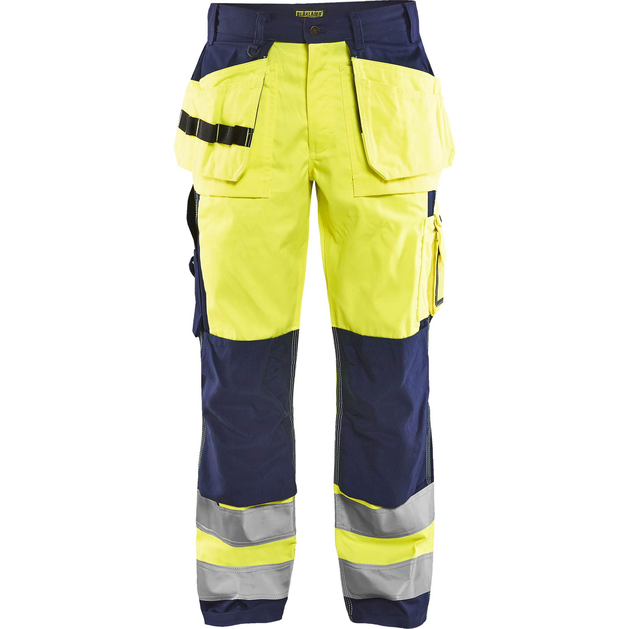 Blaklader High Vis Work Trousers, Yellow/Navy Blue