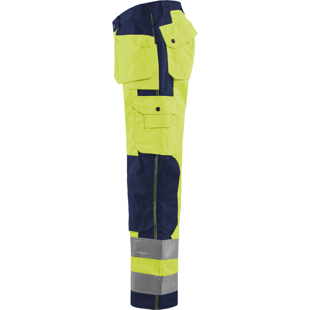 Blaklader High Vis Work Trousers, Yellow/Navy Blue (3)