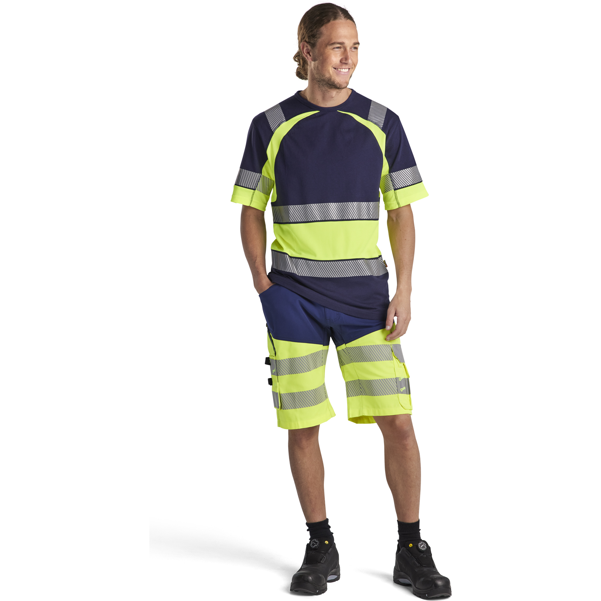 Blaklader High Vis Stretch Shorts, Navy Blue/ Yellow (5)