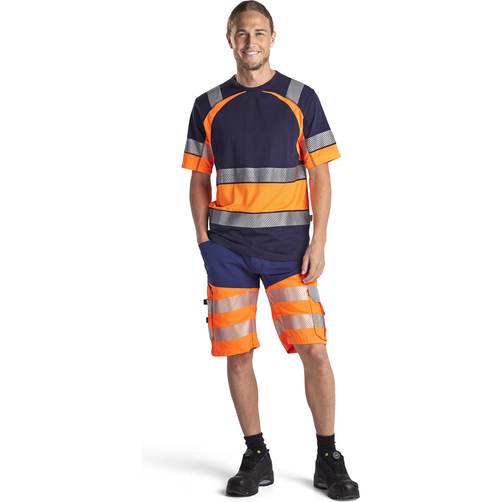 Blaklader High Vis Stretch Shorts, Navy Blue/Orange (5)