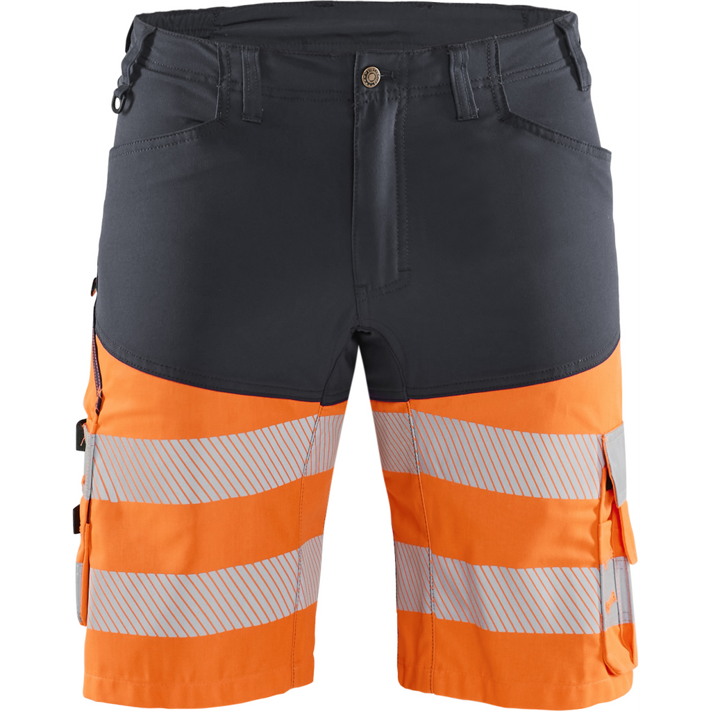 Blaklader High Vis Stretch Shorts, Medium Grey/Orange