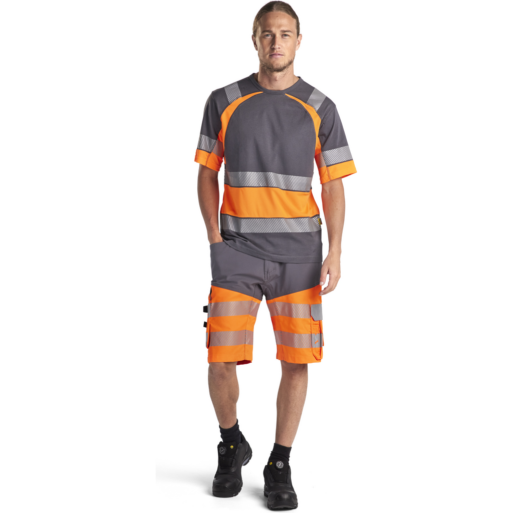 Blaklader High Vis Stretch Shorts, Medium Grey/Orange (5)