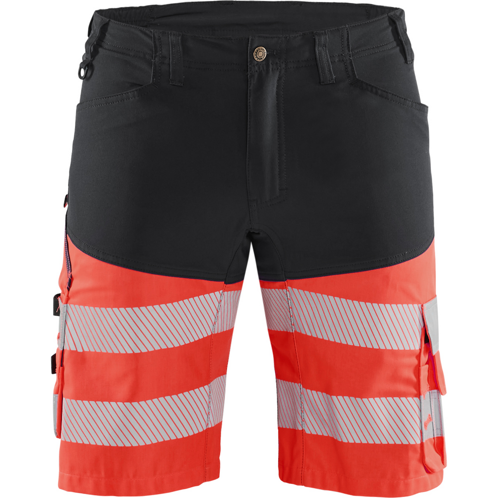 Blaklader High Vis Stretch Shorts, Black/High Vis Red