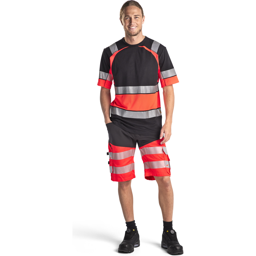 Blaklader High Vis Stretch Shorts, Black/High Vis Red (5)