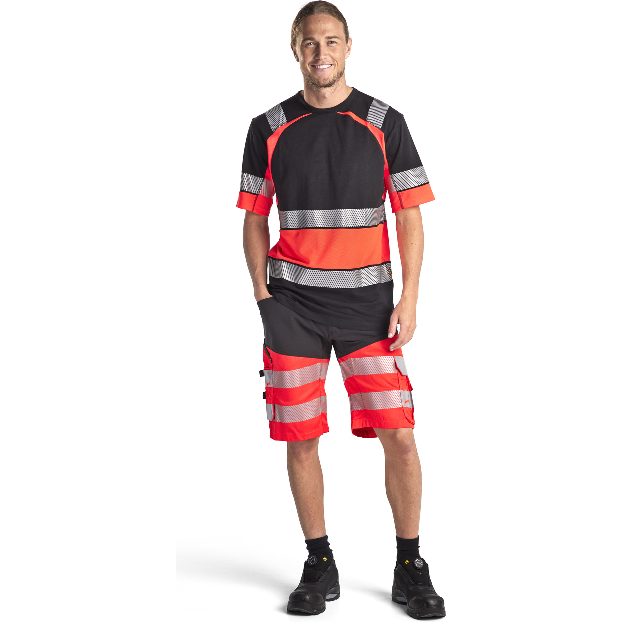 Blaklader High Vis Stretch Shorts, Black/High Vis Red (5)