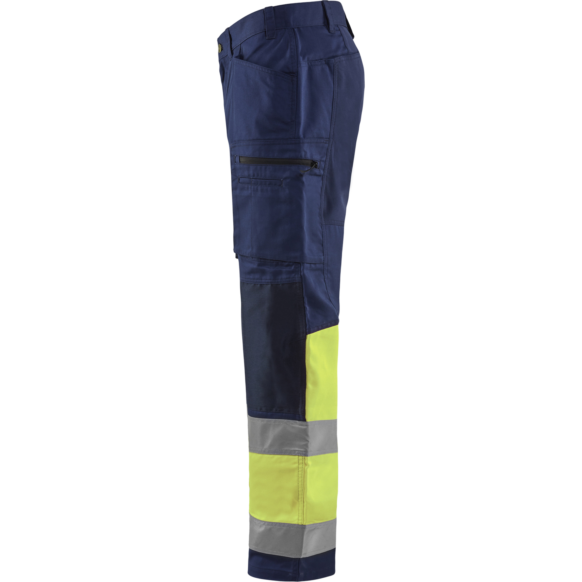 Blaklader High Vis Stretch Work Trousers, Navy Blue/ Yellow (3)