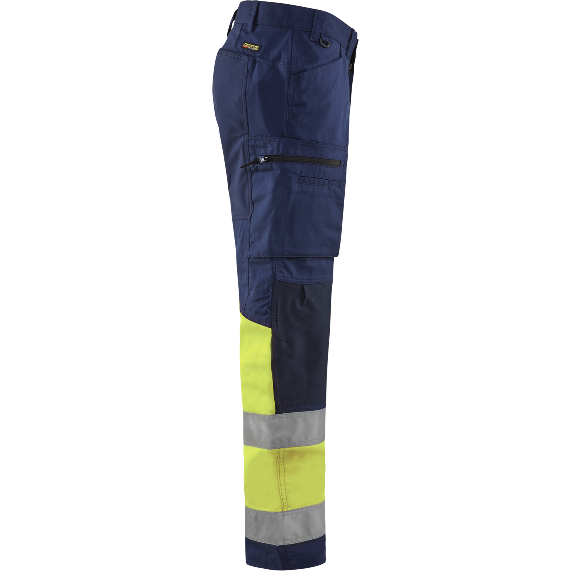 Blaklader High Vis Stretch Work Trousers, Navy Blue/ Yellow (2)