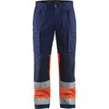 Blaklader High Vis Stretch Work Trousers, Navy Blue/Orange