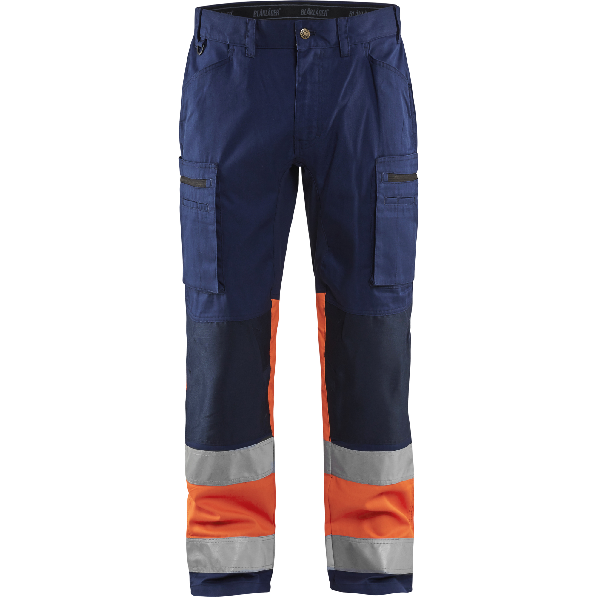 Blaklader High Vis Stretch Work Trousers, Navy Blue/Orange