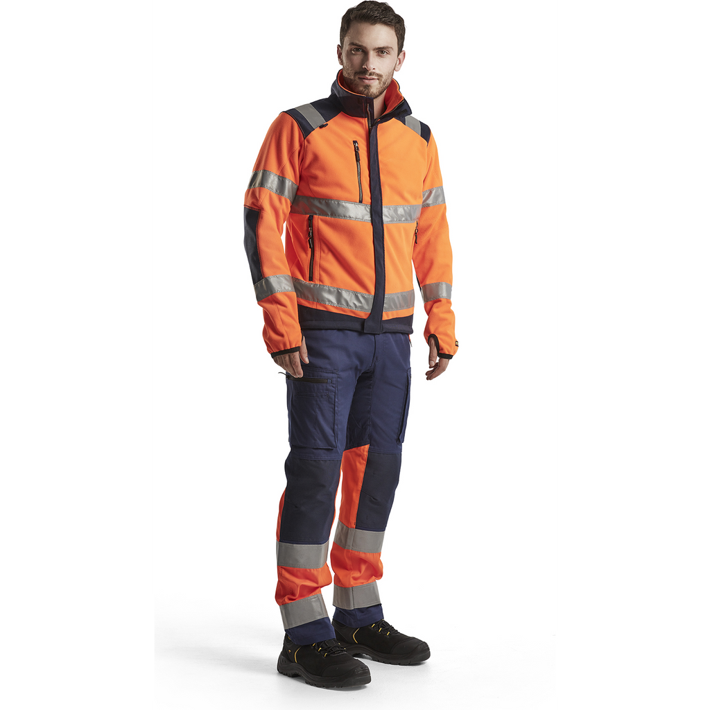 Blaklader High Vis Stretch Work Trousers, Navy Blue/Orange (5)