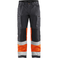 Blaklader High Vis Stretch Work Trousers, Mid Grey/Orange