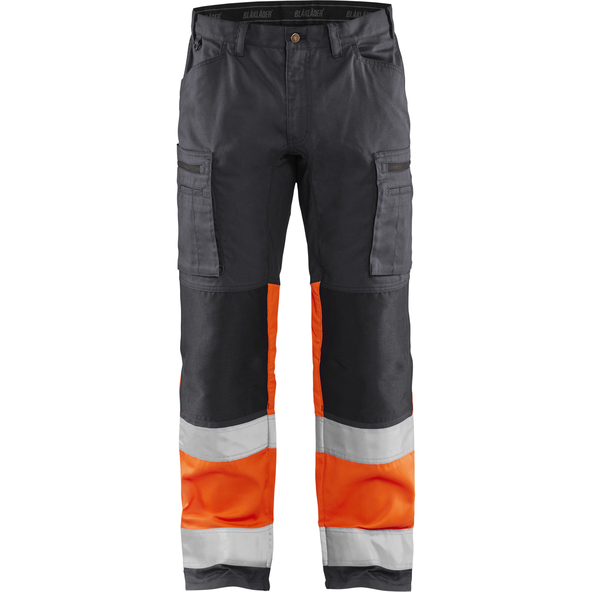 Blaklader High Vis Stretch Work Trousers, Mid Grey/Orange