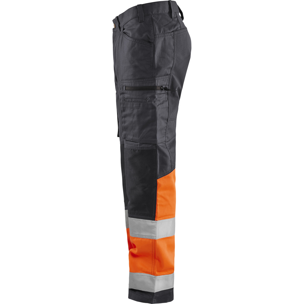 Blaklader High Vis Stretch Work Trousers, Mid Grey/Orange (3)