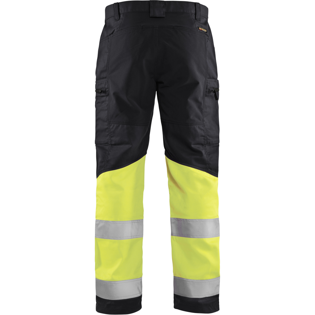 Blaklader High Vis Stretch Work Trousers, Black/Yellow (4)