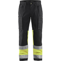 Blaklader High Vis Stretch Work Trousers, Black/Yellow