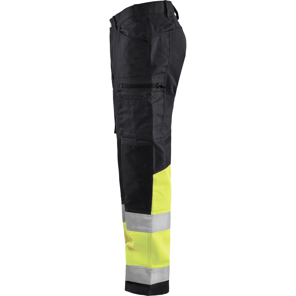 Blaklader High Vis Stretch Work Trousers, Black/Yellow (3)
