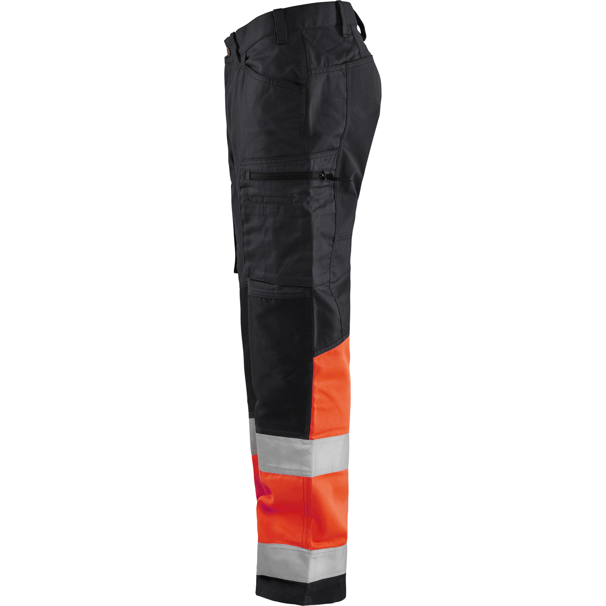 Blaklader High Vis Stretch Work Trousers, Black/High Vis Red (3)
