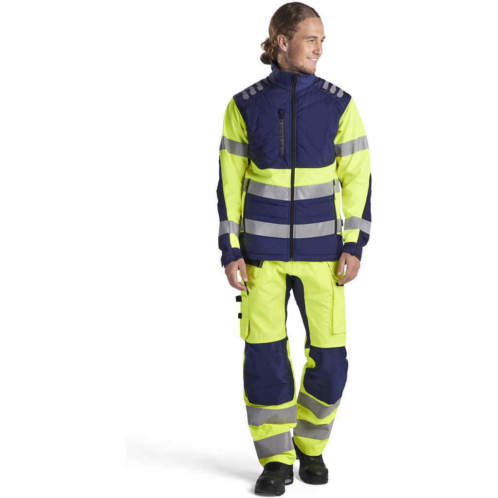 Blaklader High Vis Stretch Work Trousers, Yellow/Navy Blue (5)