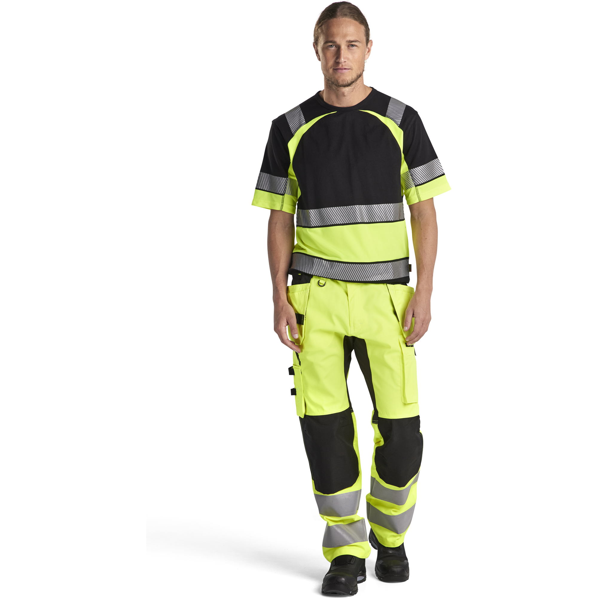 Blaklader High Vis Stretch Work Trousers, Yellow/Black (5)