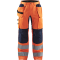 Blaklader High Vis Stretch Work Trousers, Orange/Navy Blue