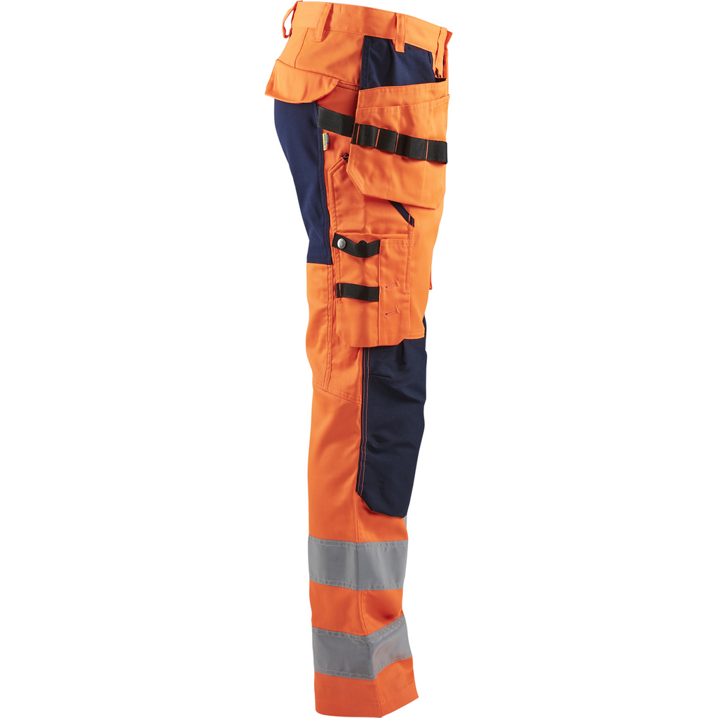 Blaklader High Vis Stretch Work Trousers, Orange/Navy Blue (2)
