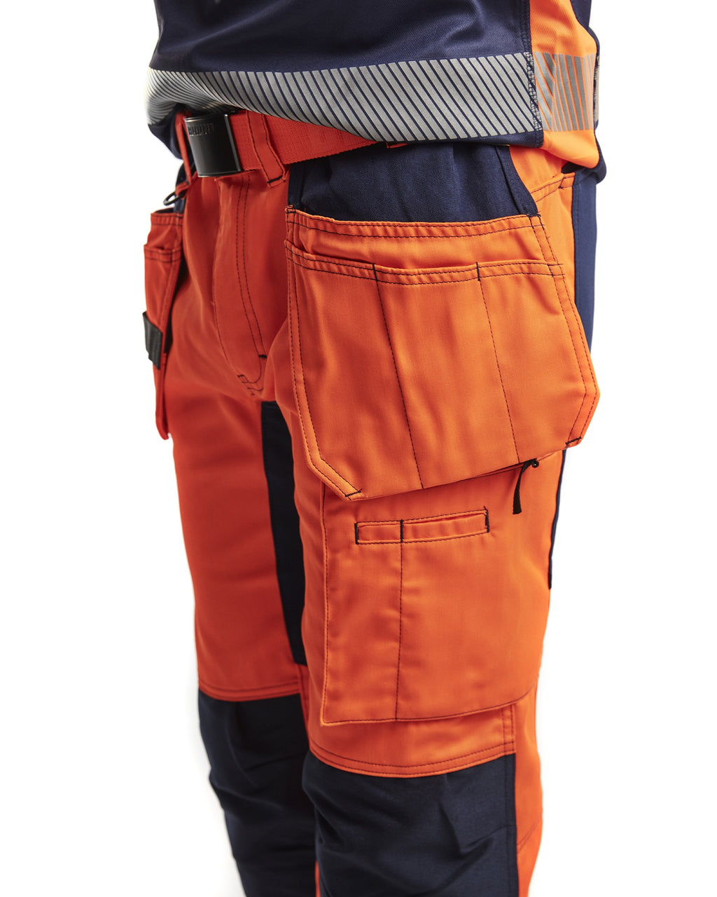 Blaklader High Vis Stretch Work Trousers, Orange/Navy Blue (6)