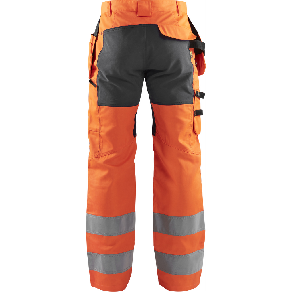 Blaklader High Vis Stretch Work Trousers, Orange/Medium Grey (3)