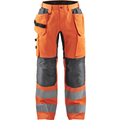 Blaklader High Vis Stretch Work Trousers, Orange/Medium Grey