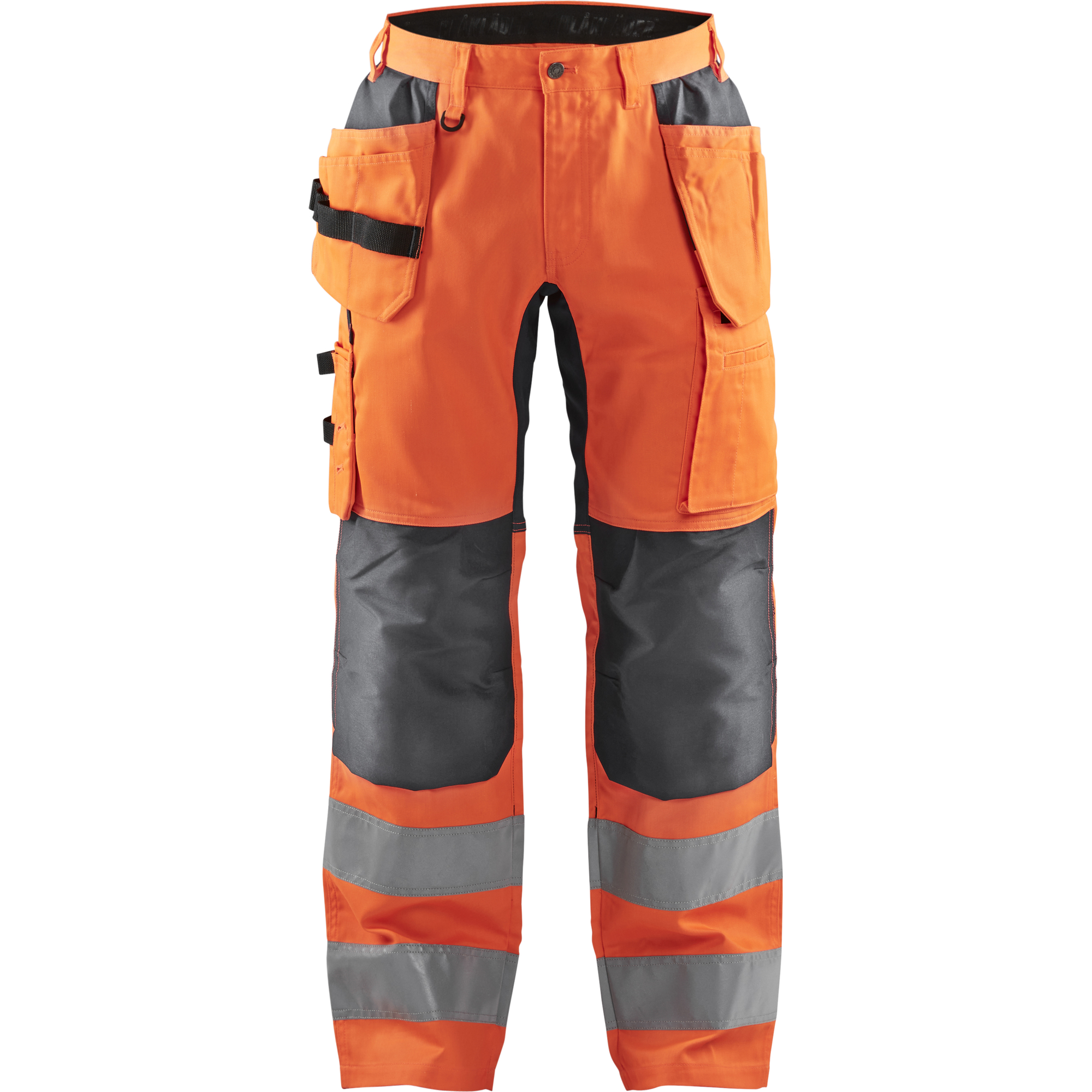 Blaklader High Vis Stretch Work Trousers, Orange/Medium Grey
