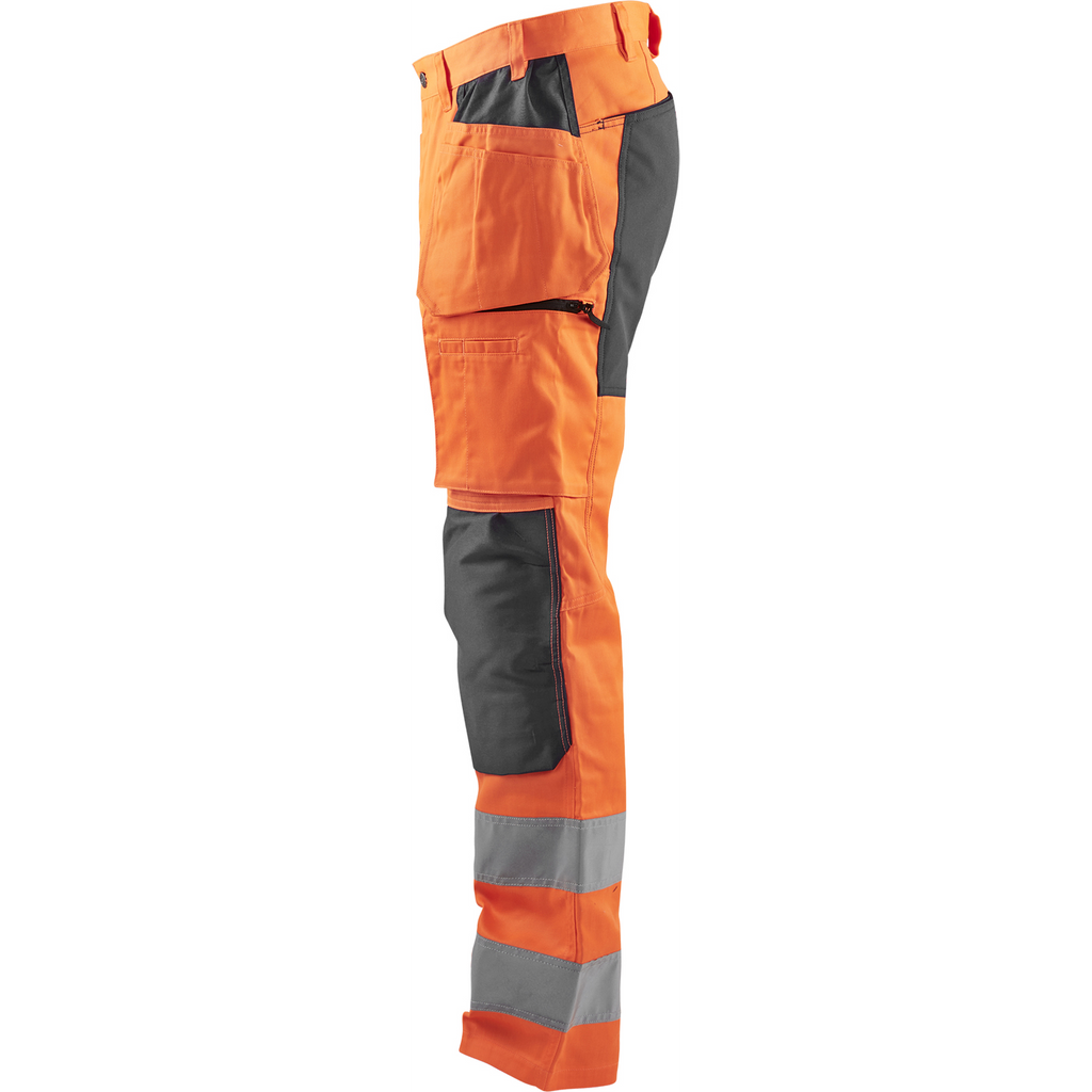 Blaklader High Vis Stretch Work Trousers, Orange/Medium Grey (2)