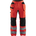 Blaklader High Vis Stretch Work Trousers, Red/Black
