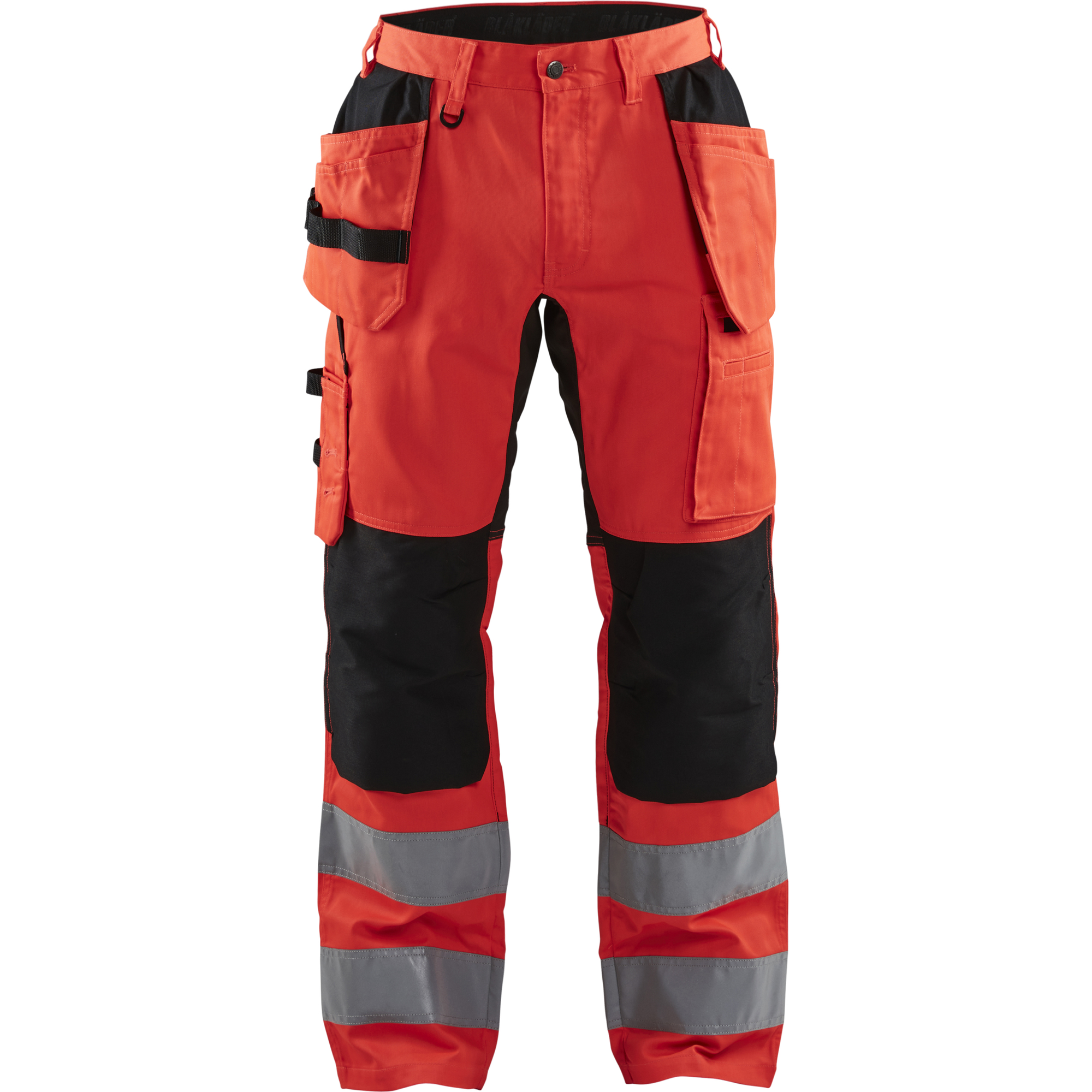 Blaklader High Vis Stretch Work Trousers, Red/Black