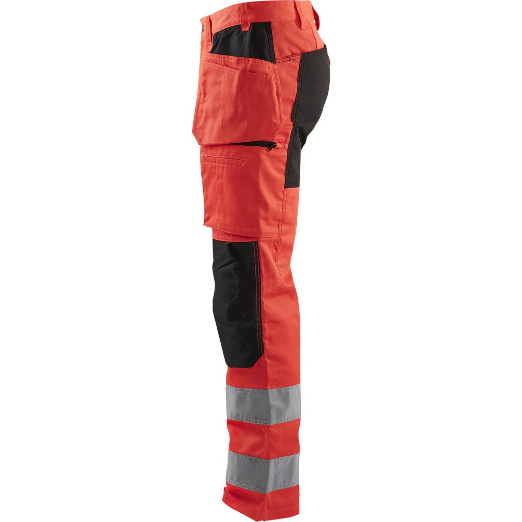 Blaklader High Vis Stretch Work Trousers, Red/Black (3)