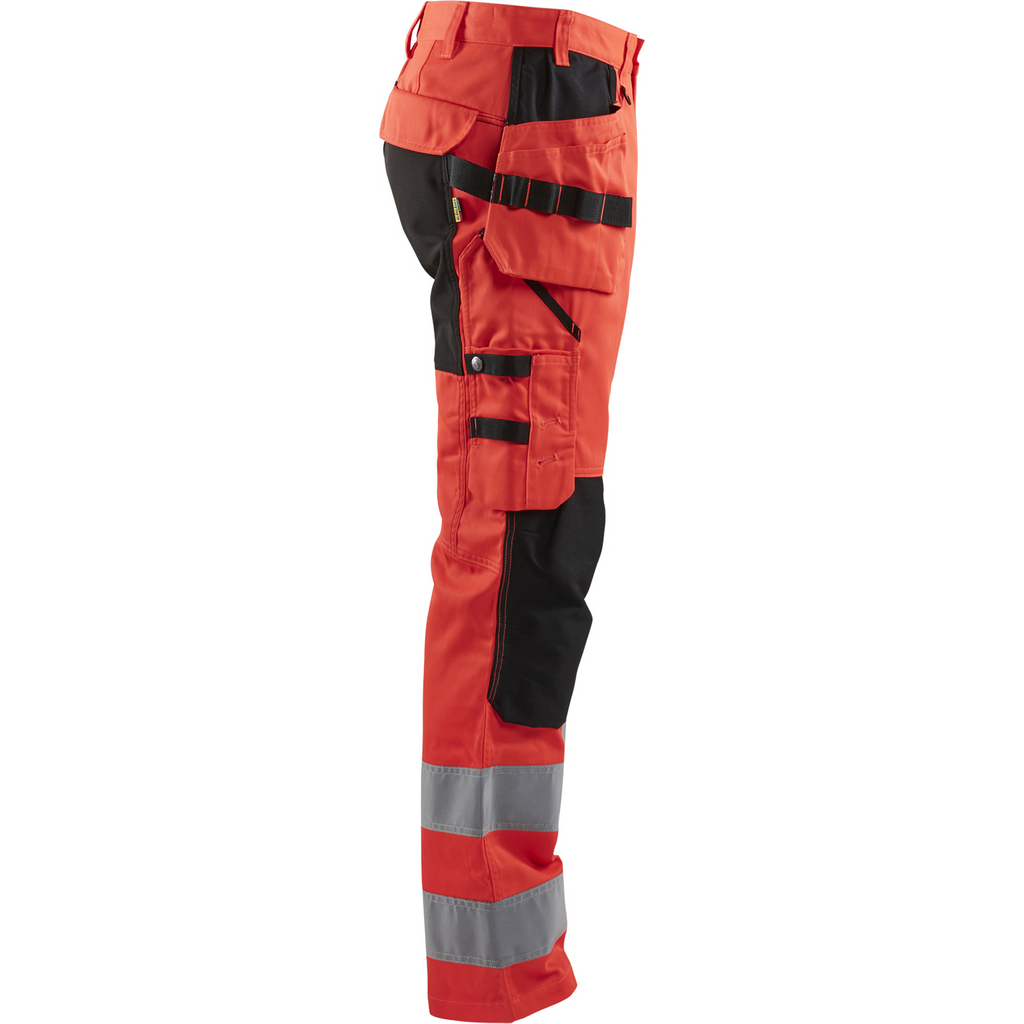 Blaklader High Vis Stretch Work Trousers, Red/Black (2)