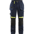 Blaklader Craftsman Work Trousers, Dark Navy/Yellow