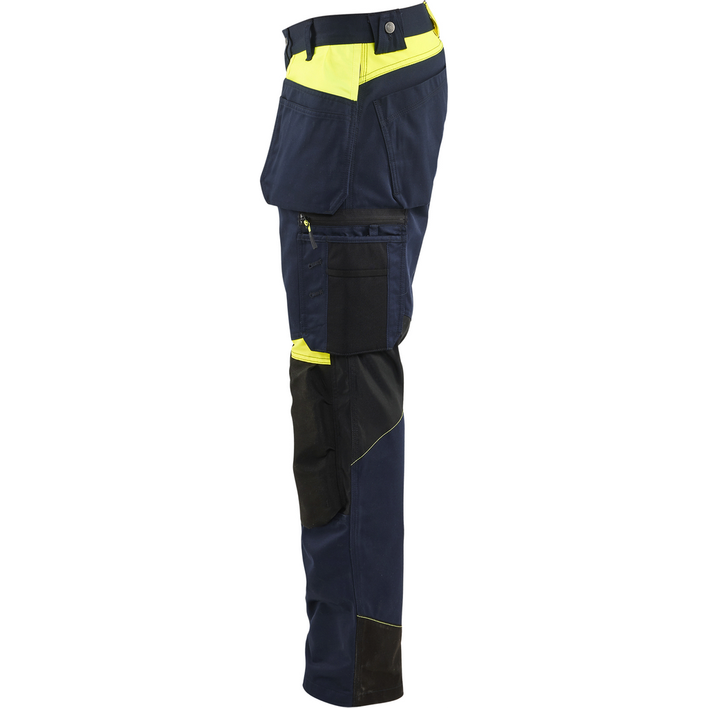 Blaklader Craftsman Work Trousers, Dark Navy/Yellow (3)