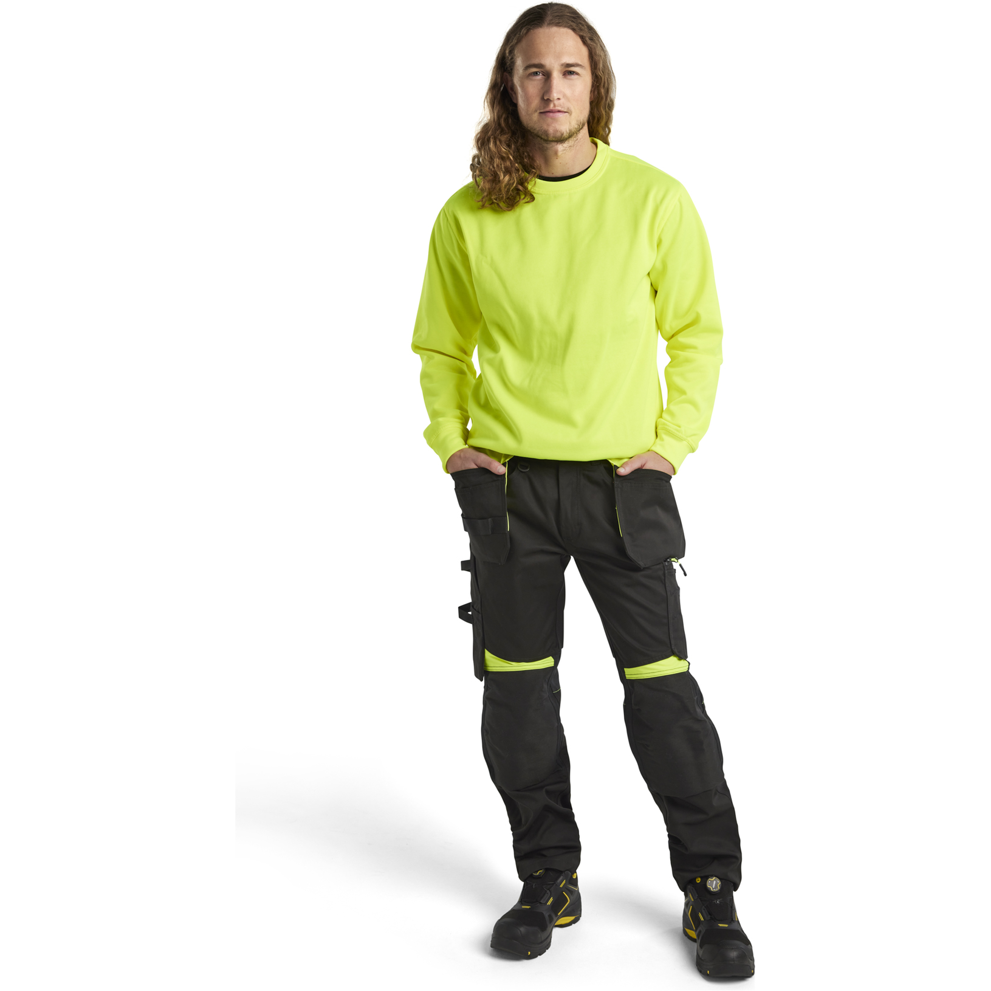 Blaklader Craftsman Work Trousers, Black/Yellow (5)