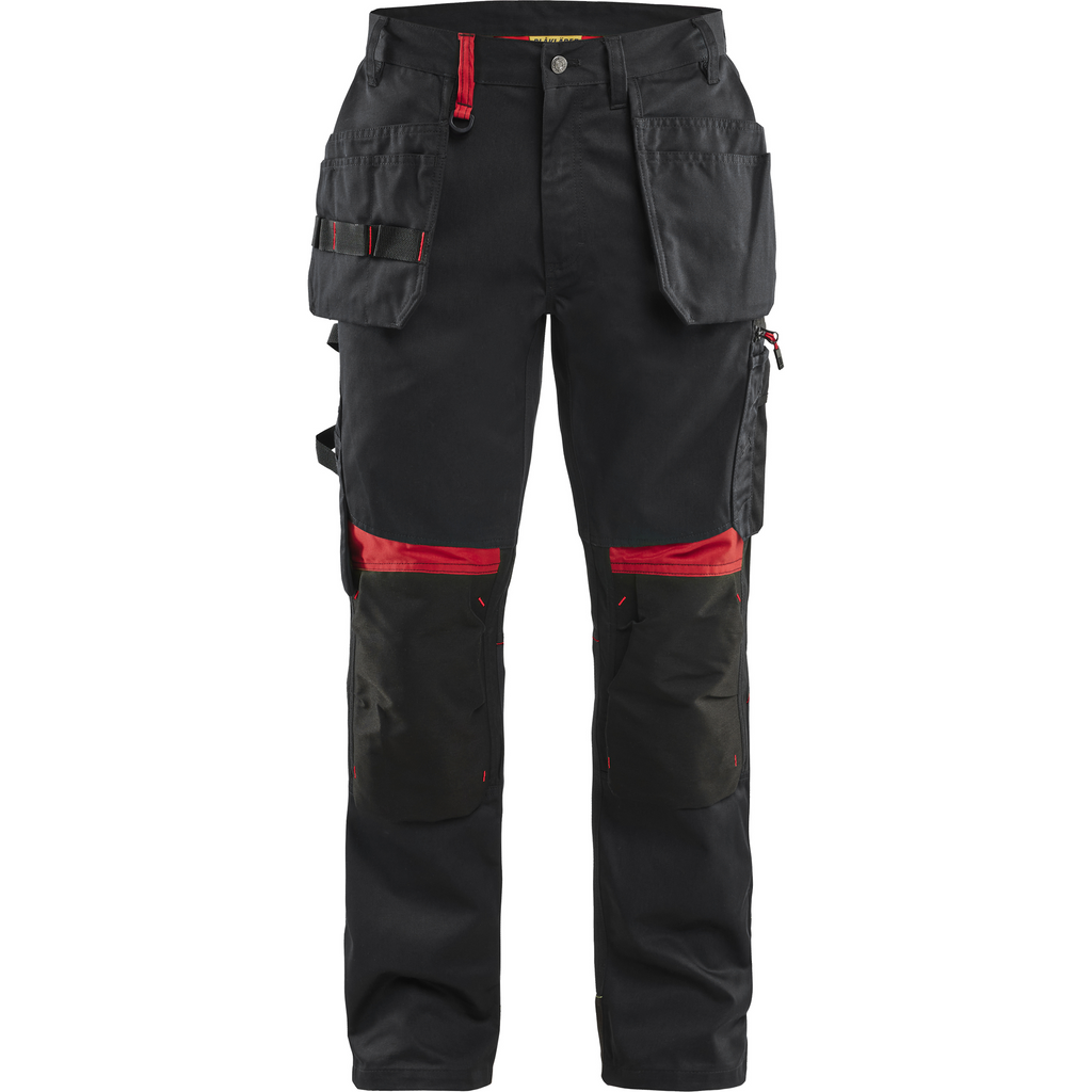 Blaklader Craftsman Work Trousers, Black/Red