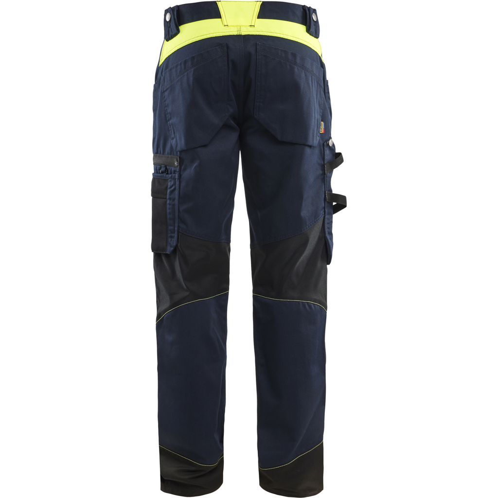 Blaklader Craftsman Work Trousers, Dark Navy/Yellow (4)