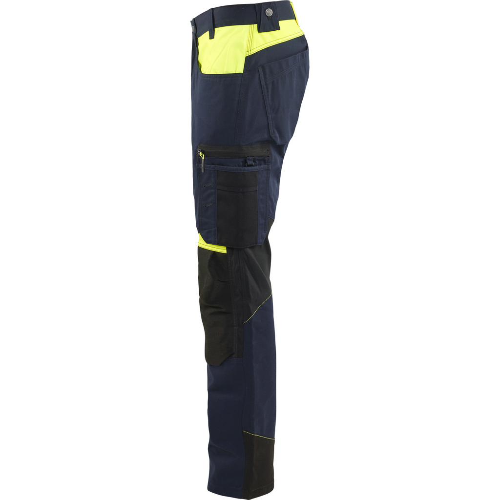 Blaklader Craftsman Work Trousers, Dark Navy/Yellow (3)