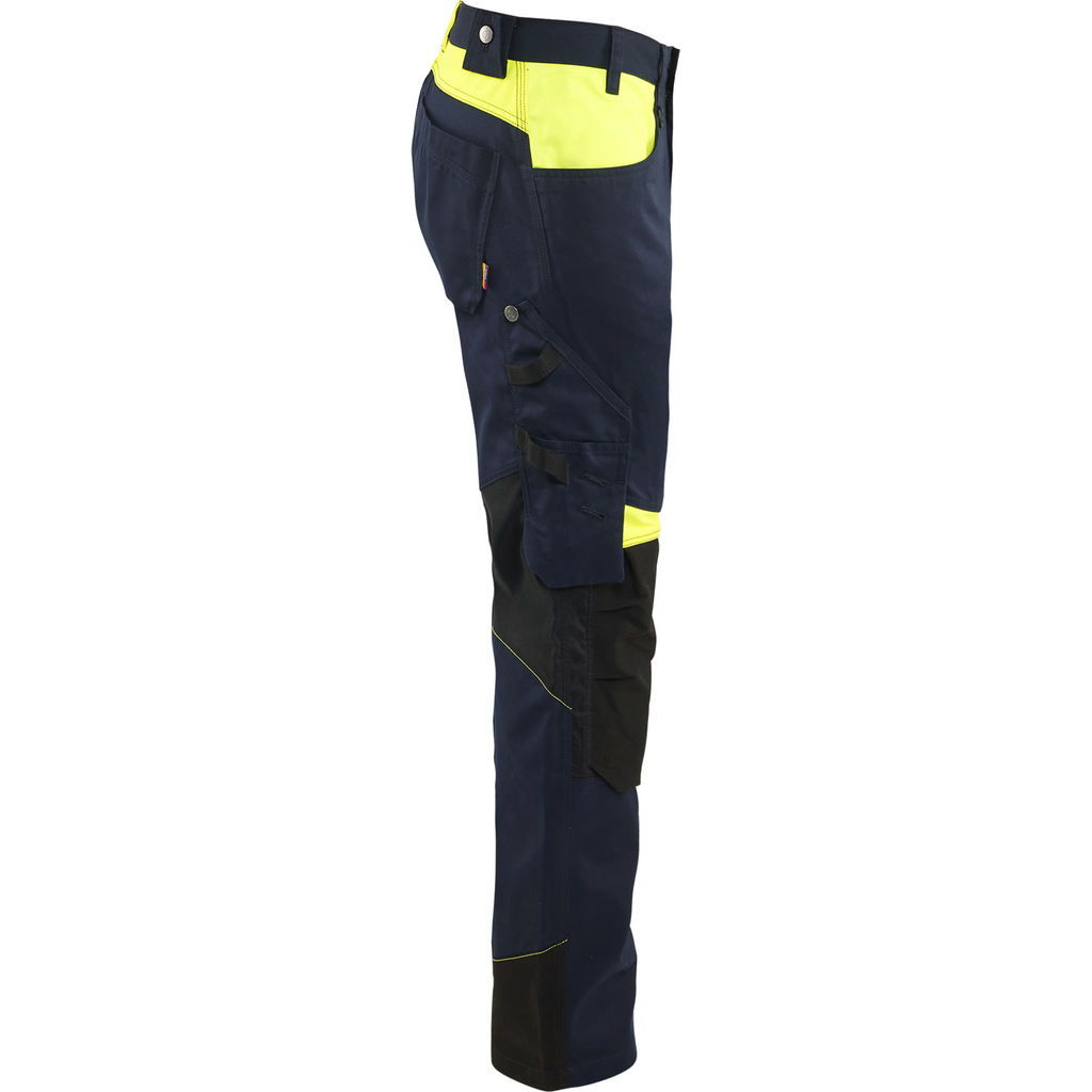 Blaklader Craftsman Work Trousers, Dark Navy/Yellow (2)