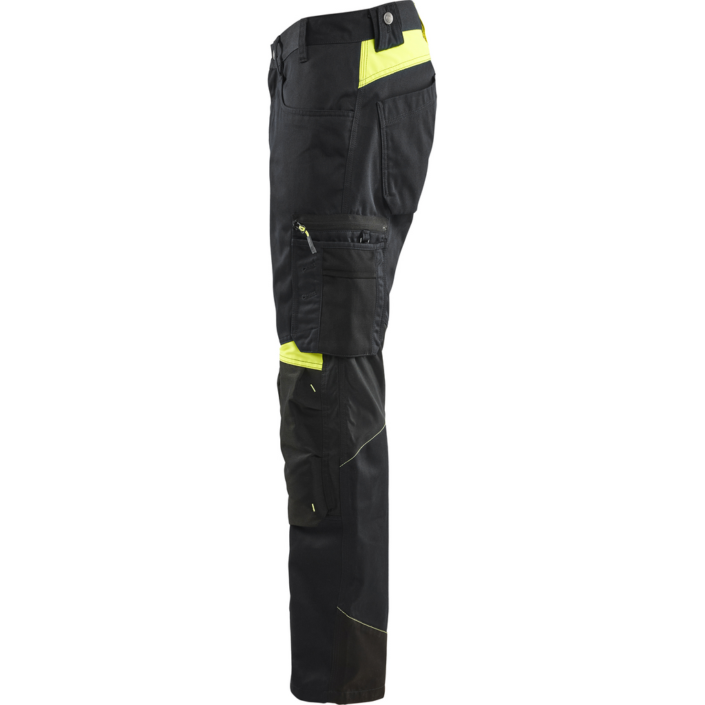 Blaklader Craftsman Work Trousers, Black/Yellow (3)