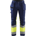 Blaklader High Vis Stretch Work Trousers, Navy Blue/ Yellow