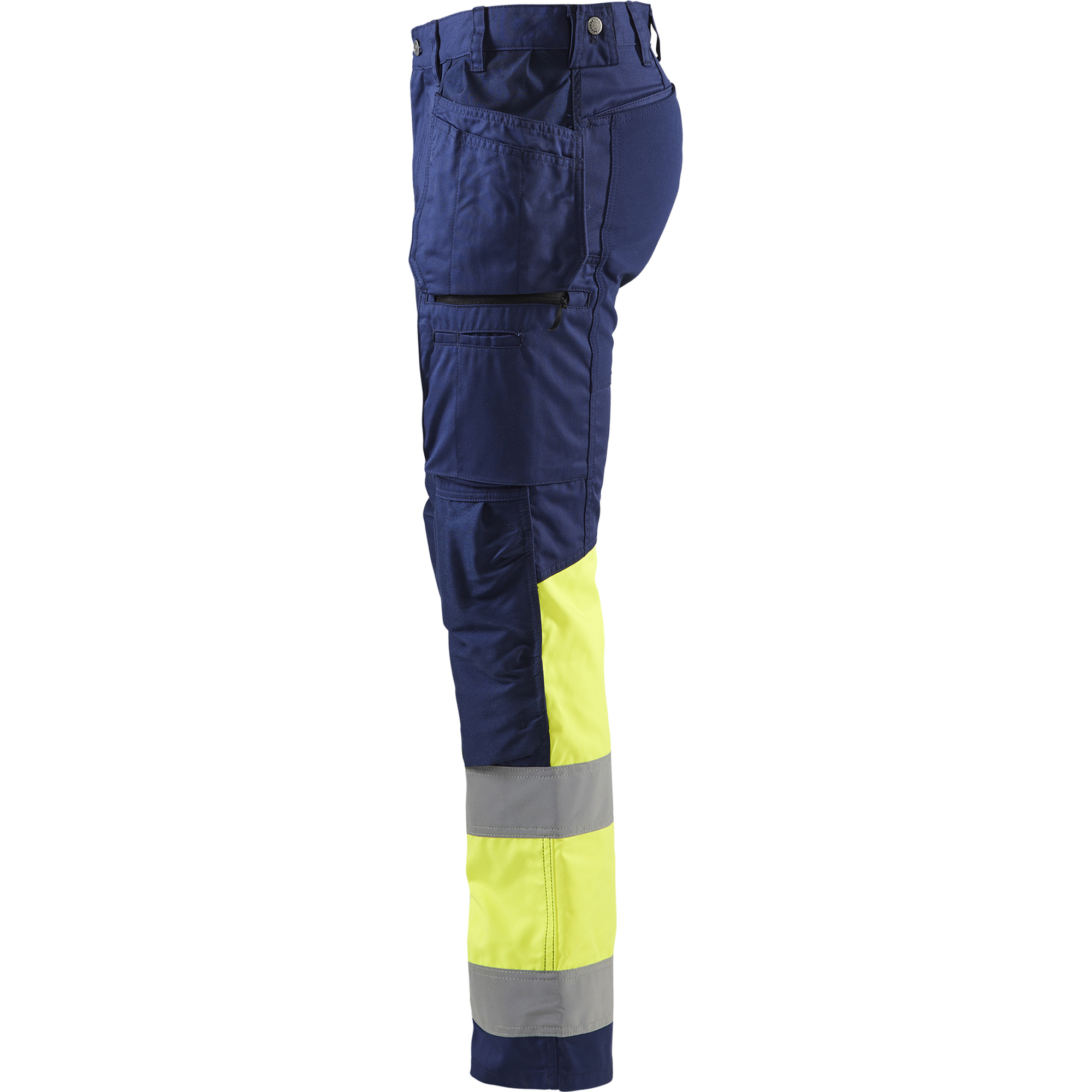 Blaklader High Vis Stretch Work Trousers, Navy Blue/ Yellow (3)