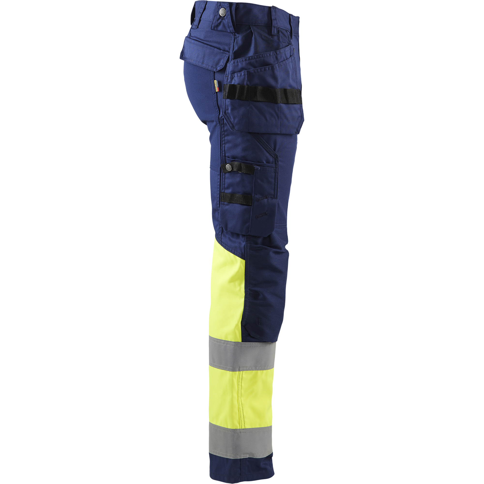 Blaklader High Vis Stretch Work Trousers, Navy Blue/ Yellow (2)